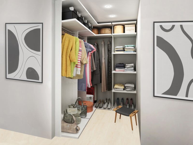 Vestidor independiente en dormitorio principal tipo suite. Infografa provisional a concretar en el desarrollo del proyecto.
